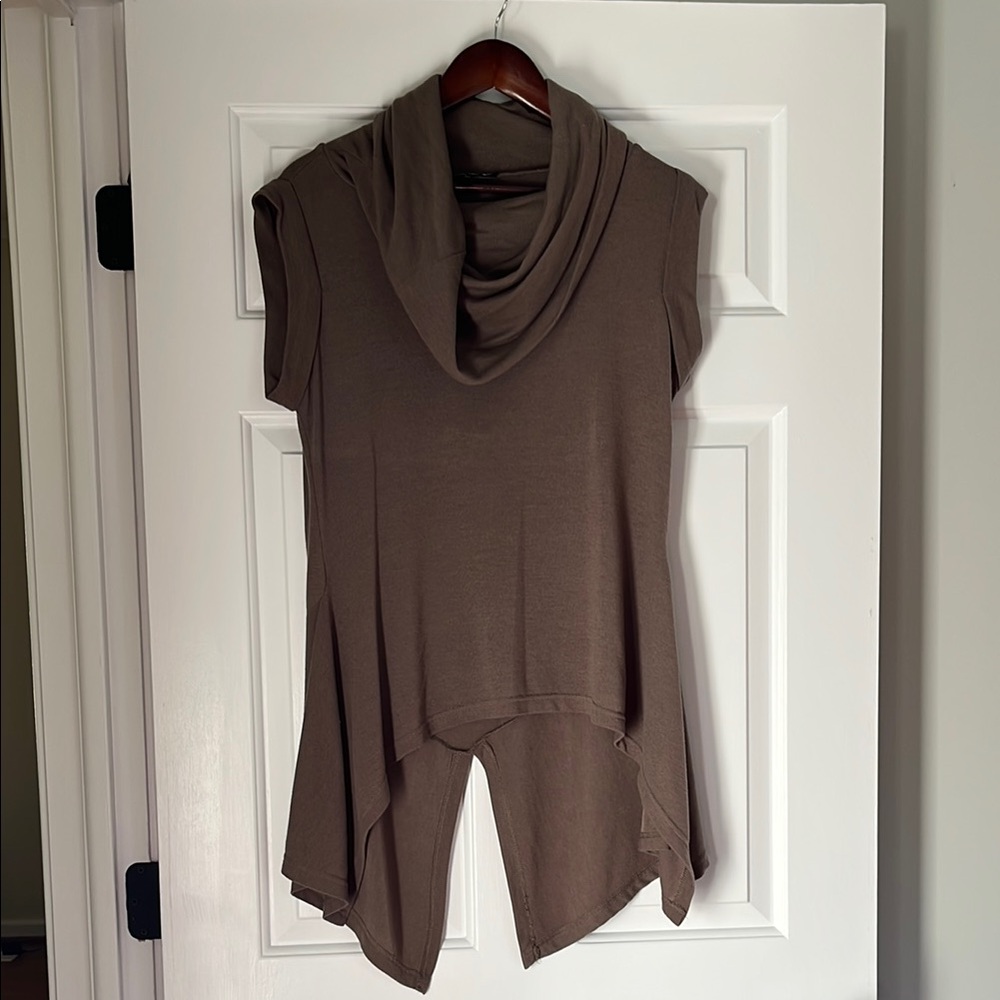 Double Zero Brown Cowl Neck Top